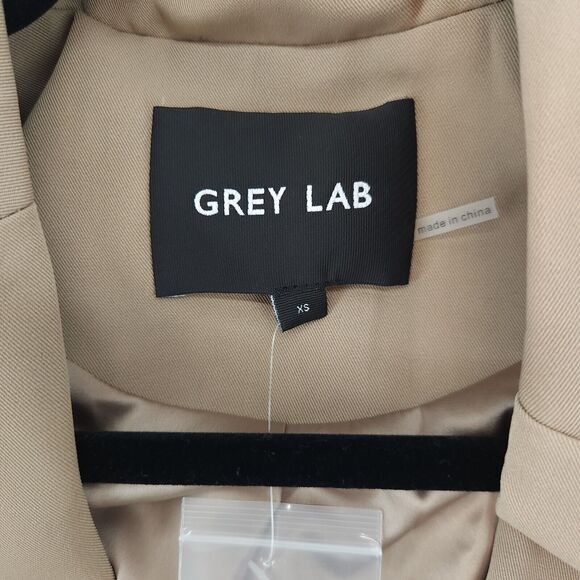 Grey Lab Women’s M Blazer Tan Minimalist Tailored Jacket Office Regency Chic - Picture 3 of 12